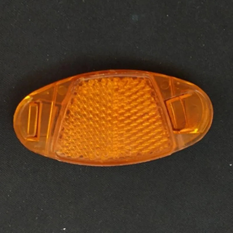 White and yellow plastic bicycle spoke reflector decorations for front and rear wheel safety