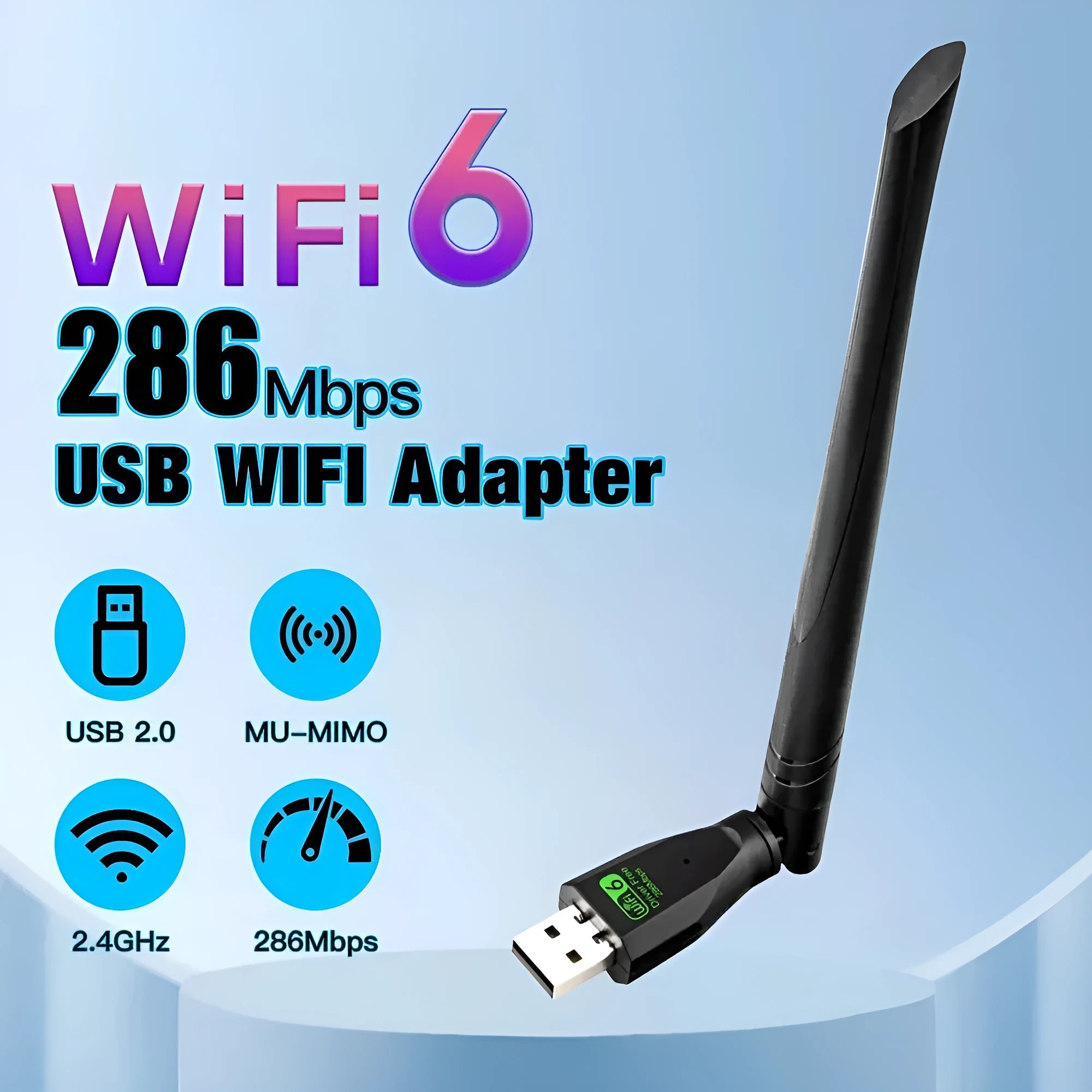Black WiFi6 USB wireless network card with compact design for desktop and laptop computers