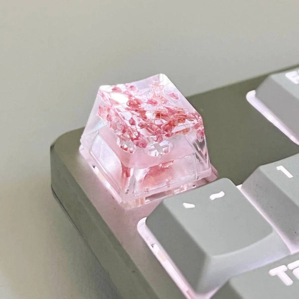 Translucent resin keycap with starry sky effect for MX mechanical keyboard switches