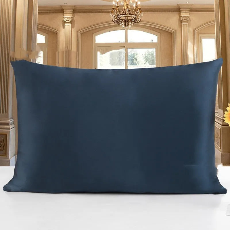 Double-sided 19 momme mulberry silk pillowcase shown in one of fourteen colours, featuring three size options.