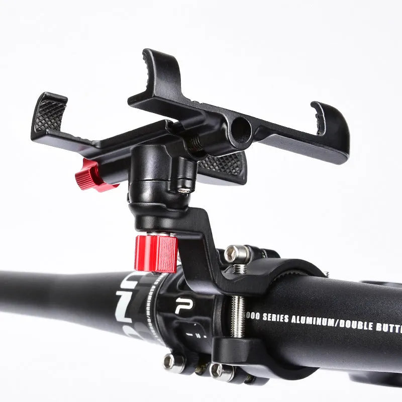 Motorcycle phone holder with 360 degree rotation in aluminium alloy on handlebar