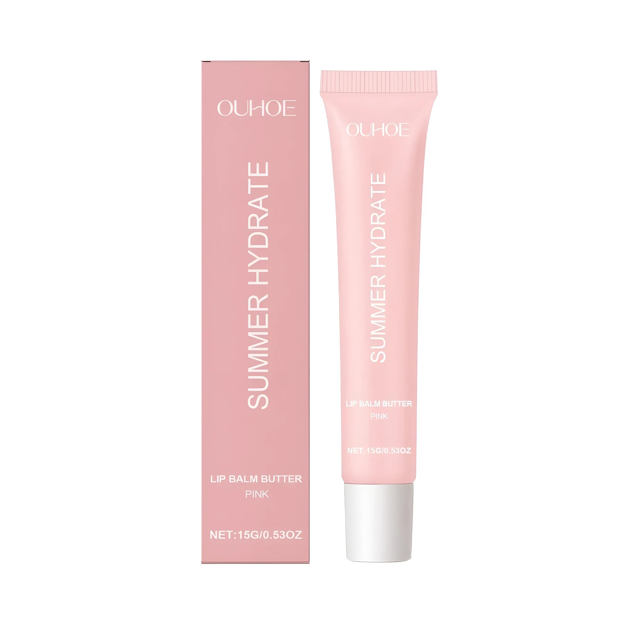 Single pink shea butter lip balm stick with moisturising natural oils.