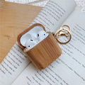 Wood grain earphone cover for AirPods 1st 2nd generation carbonized wood clamshell style