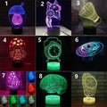 Colourful 3D LED desk lamp with remote control on study desk
