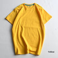 Men's solid colour cotton T-shirt on a hanger, showing the round neck and short sleeve design.