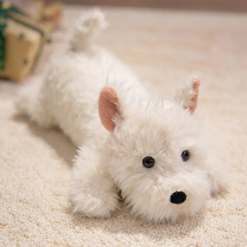 Fashion creative schnauzer plush toy in khaki cloth velvet, 45cm height