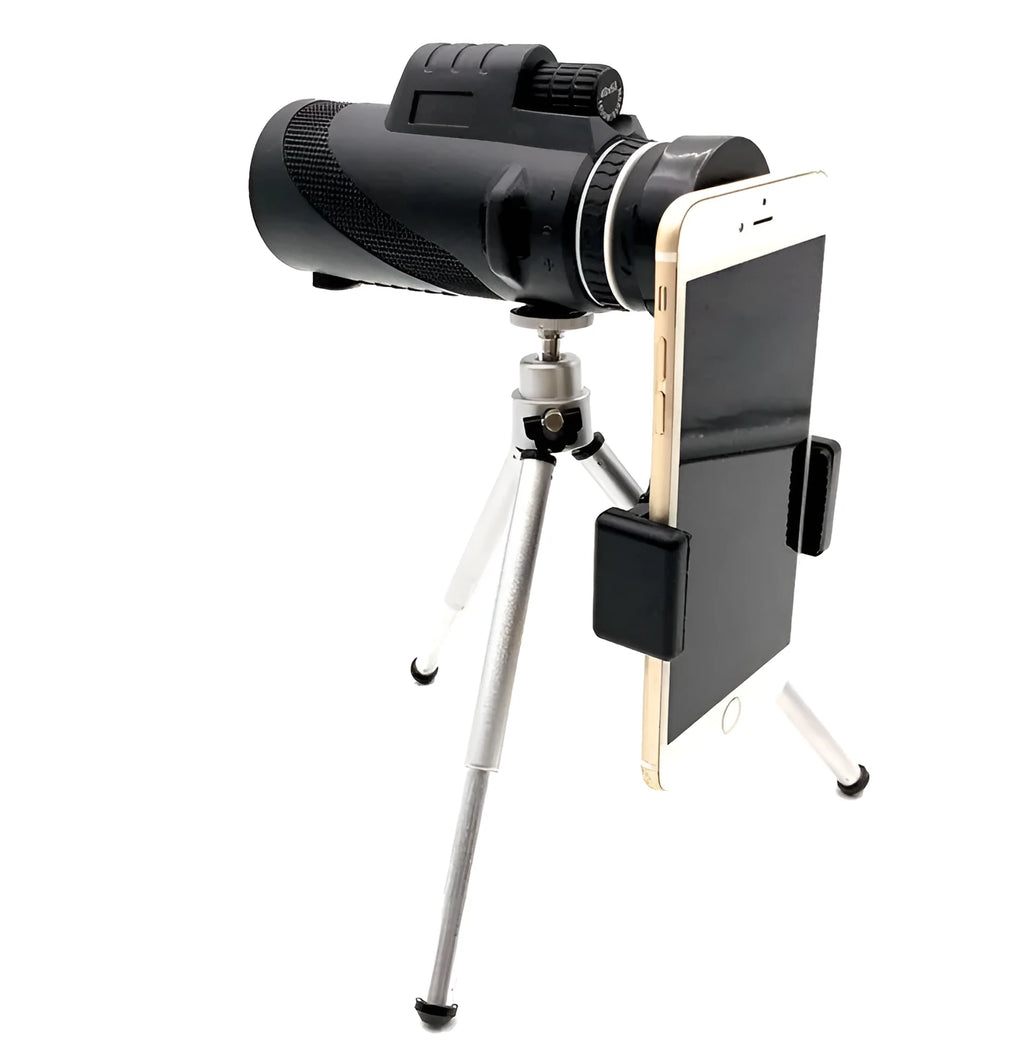 Black HD 40x60 mobile phone monocular telescope with waterproof housing and fully coated lenses
