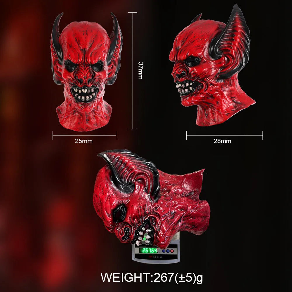 Red RP foam bat horror hood mask for Halloween and party costume dress-up.
