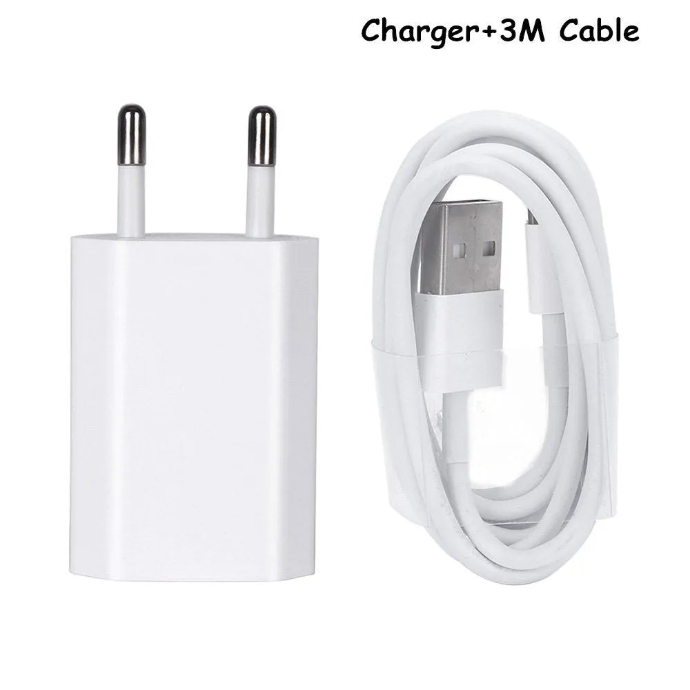 5V 2A USB wall charger with Lightning cable compatible with iPhone and iPad models