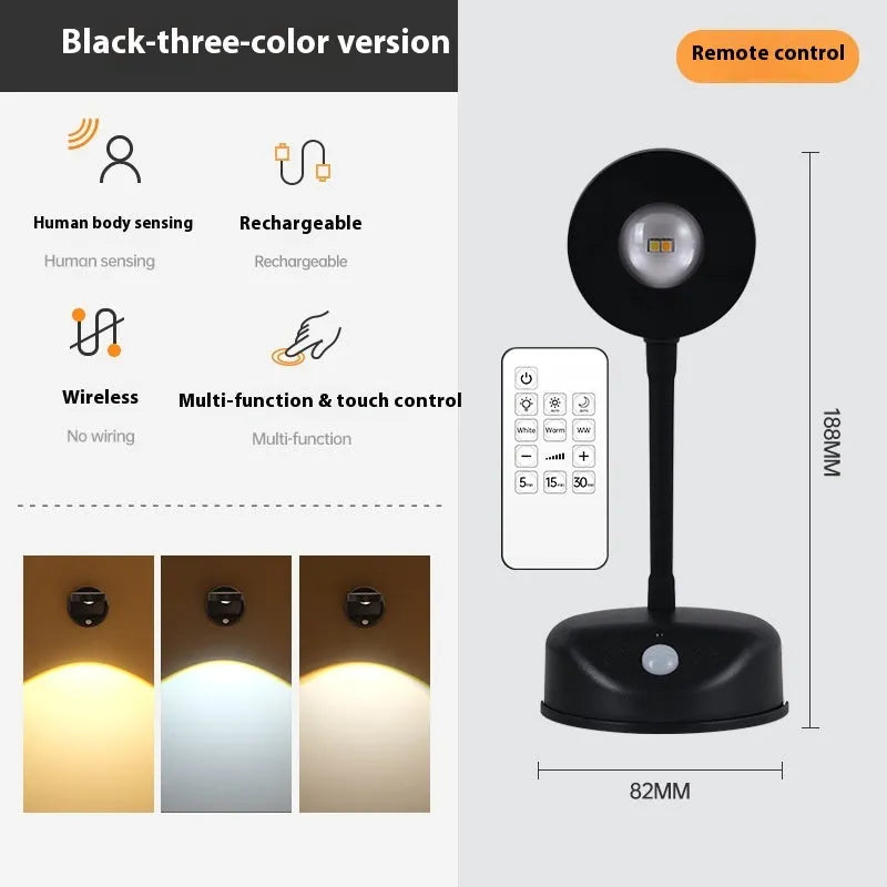Modern geometric rechargeable wall lamp with remote control on indoor wall