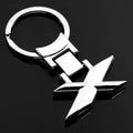 Zinc alloy metal keychain 67mm long on a wooden surface with a set of keys attached