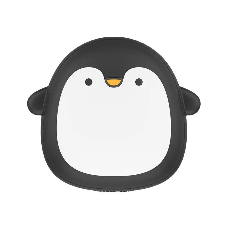 Cartoon penguin polar bear USB rechargeable hand warmer power bank showing black, white, and black-white colour options
