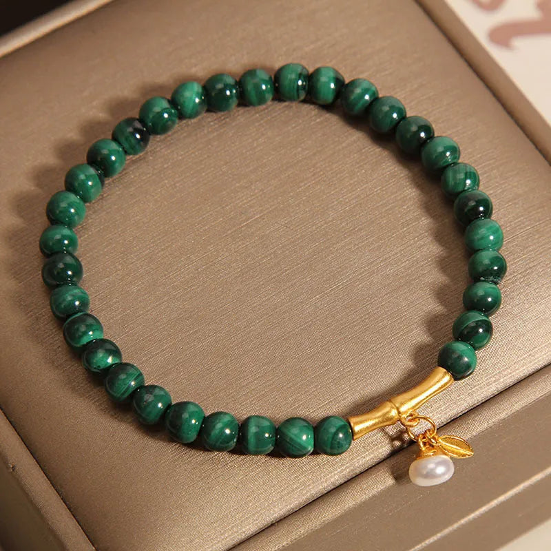 Women's white crystal lucky bamboo bracelet with adjustable closure