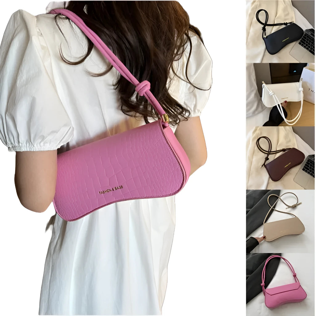 Summer minimalist PU underarm bag square crossbody tote for women, khaki colour, white background