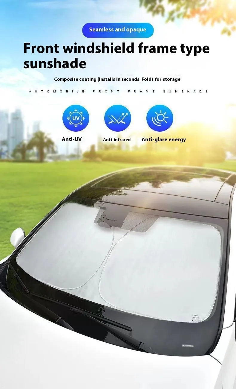 Titanium silver aluminium foil car sunshade for windscreen heat and UV protection