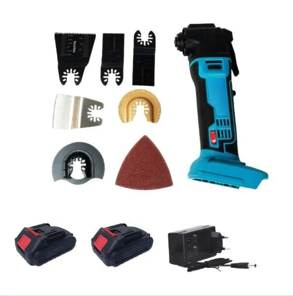 Rechargeable lithium battery cordless garden trimming machine with metal body and storage box.