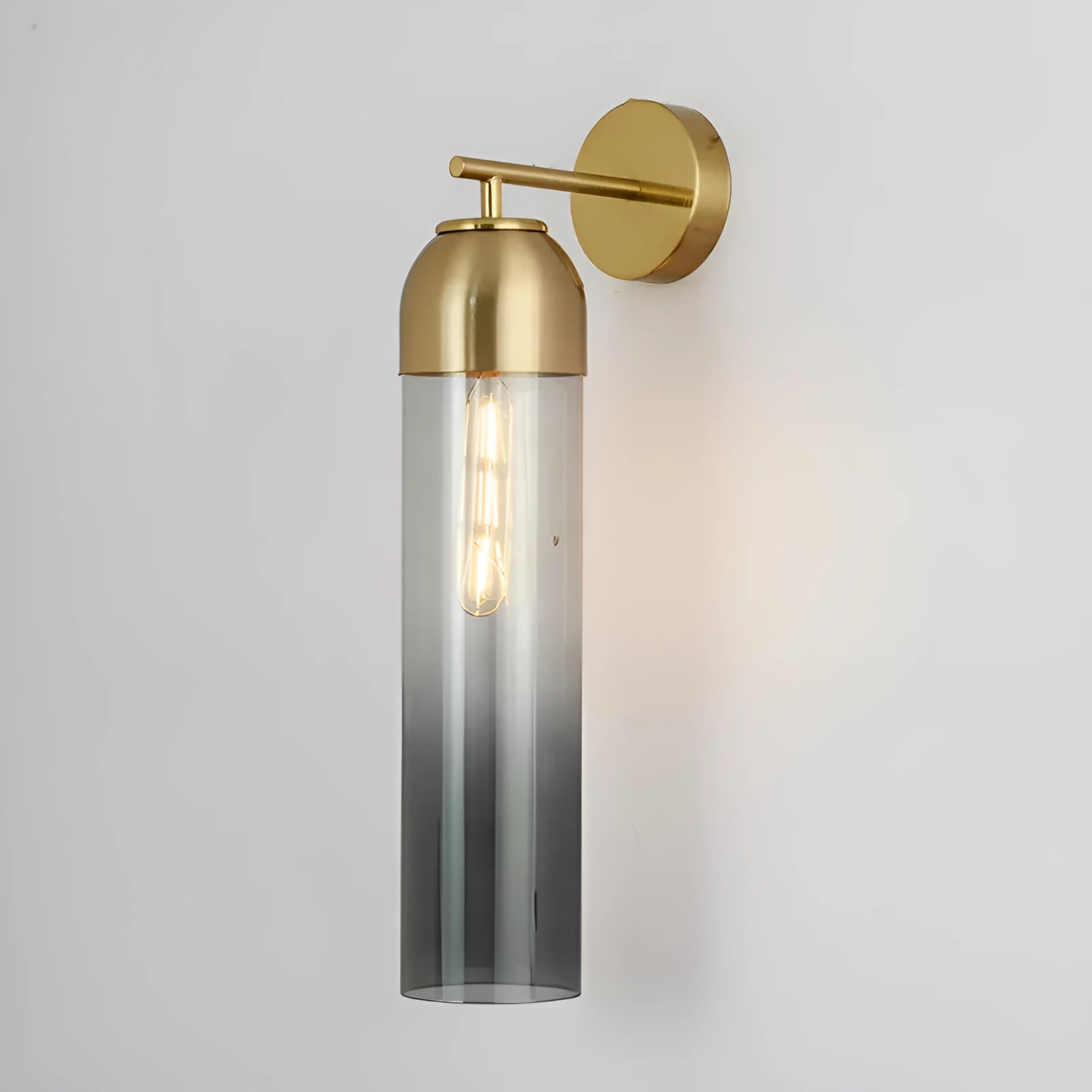 Nordic modern minimalist glass wall lamp with E27 holder in blue, amber, transparent, smoke grey, or milky white.