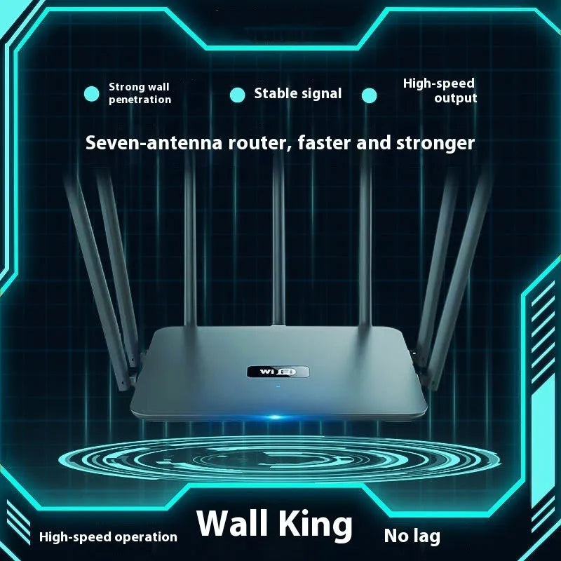 Black or white dual-band 5G Gigabit router with multiple antennas for through-wall Wi-Fi coverage.