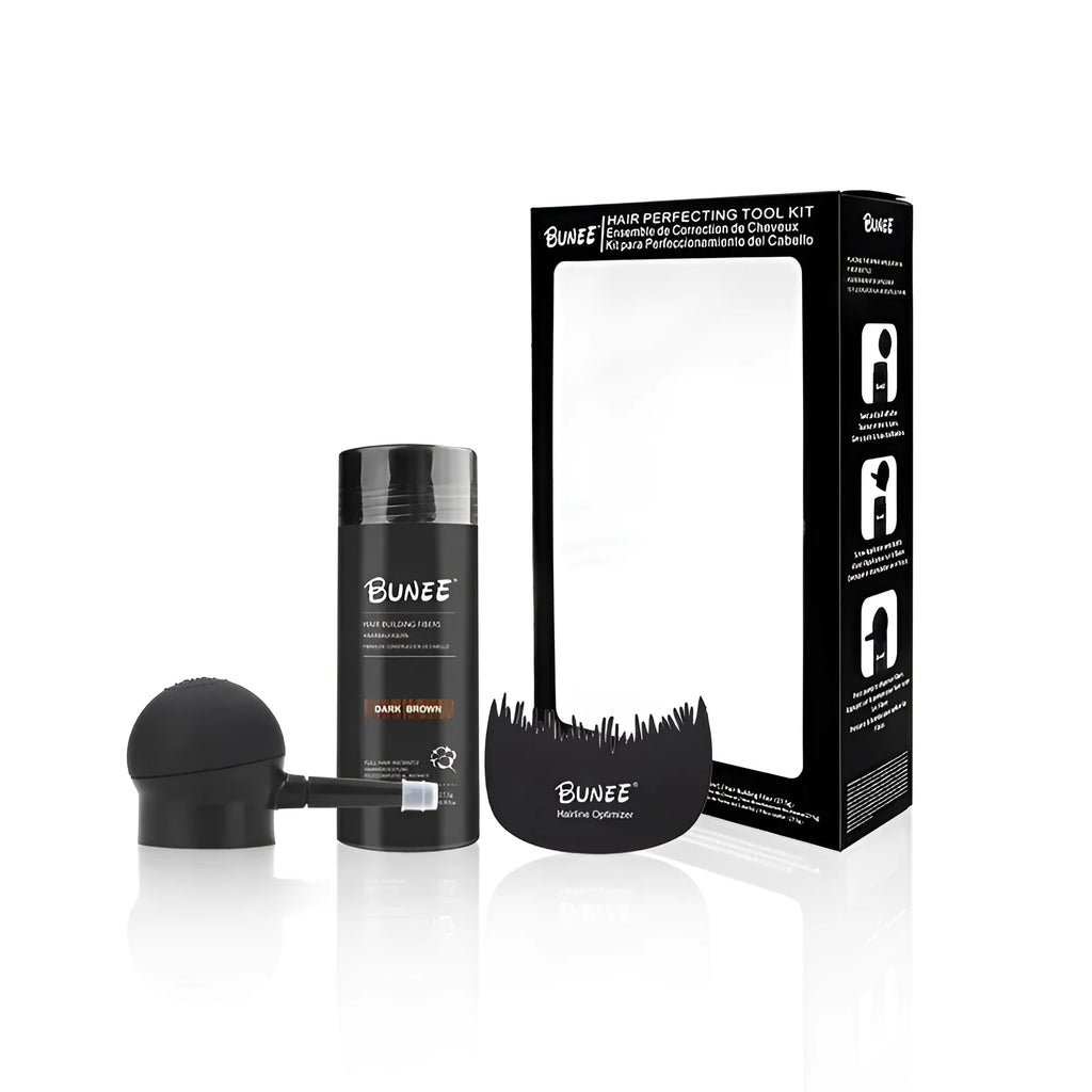 Dense hair fibre powder three-piece set box with nine colour options for thinning hair