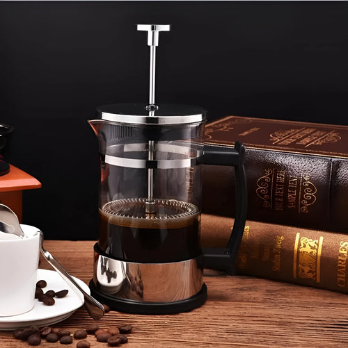 350ml capacity glass French press coffee maker with stainless steel plunger