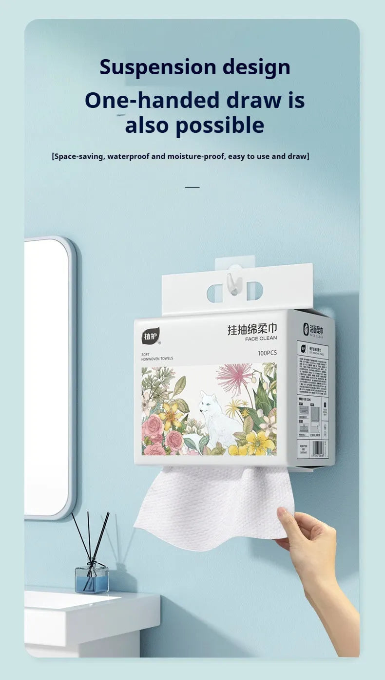 Hanging pack of disposable soft towel roll with 100 thickened viscose and polyester blend cloths