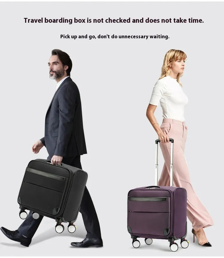 Black Oxford cloth 18-inch business travel luggage with universal wheels