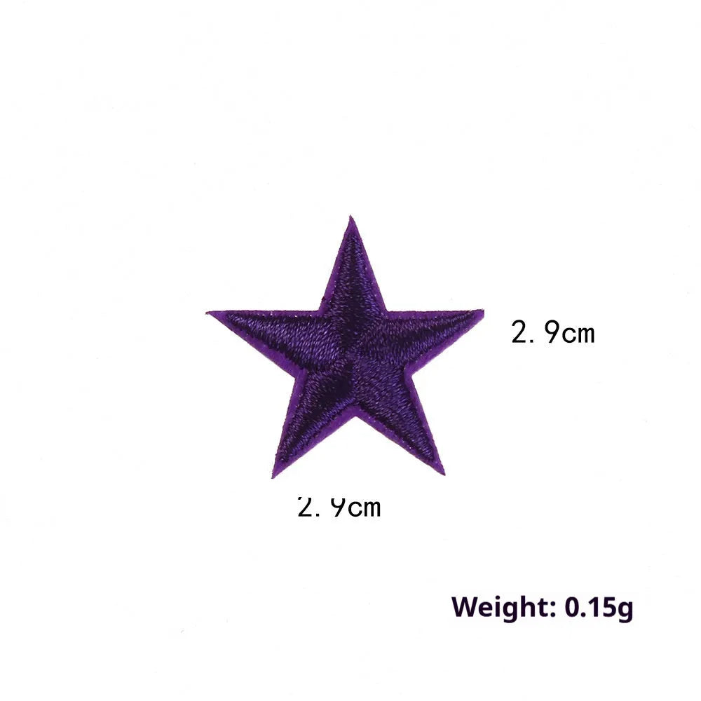 Colourful five-pointed star cloth embroidery stickers for DIY clothing decoration and craft projects