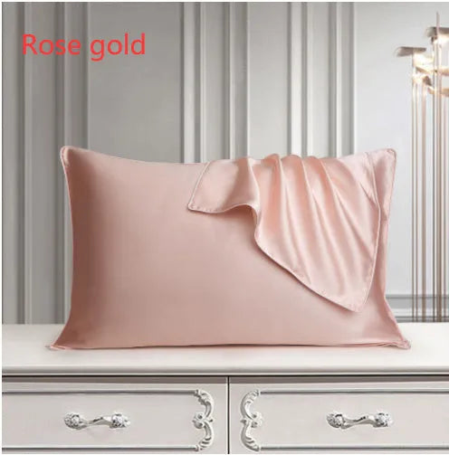 100% mulberry silk single pillowcase in 48x74cm size with inlaid rope weave, shown in Bean Paste Purple.