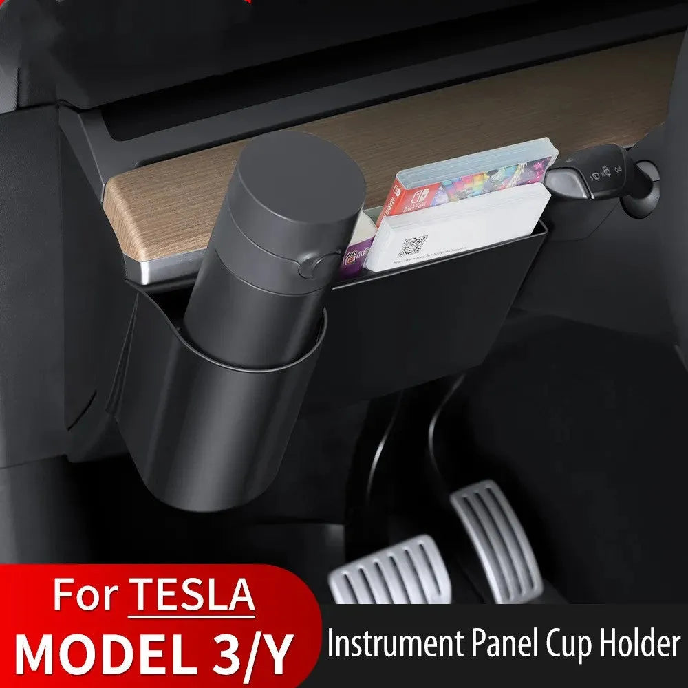Tesla Model 3 and Model Y dashboard water cup holder accessory for left-hand drive vehicles