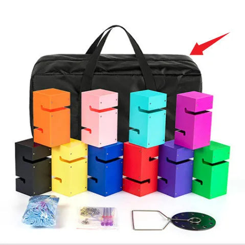 ABS plastic team building equipment set with pull ropes and tower blocks in multiple colours