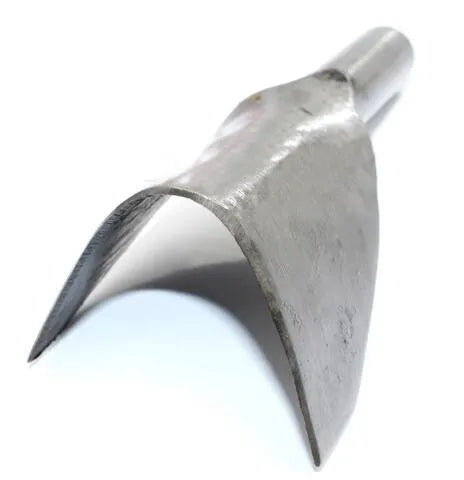 Set of six steel leather craft punch tools with half-round and V-shaped heads in sizes 15mm to 40mm