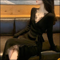 Black solid colour women's princess dress with slim fit silhouette and polyester fabric