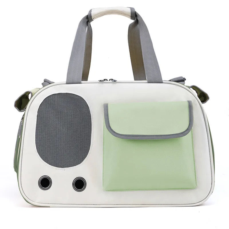 Foldable single shoulder pet carrier backpack in canvas material with large capacity