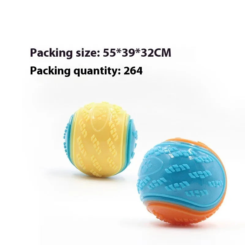 TPR rubber dog training ball in luminous colours with 6.5cm diameter for dental care