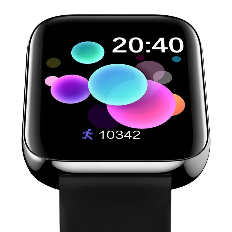 Smart bracelet with Bluetooth call and blood pressure monitoring on wrist showing 1.54 inch screen