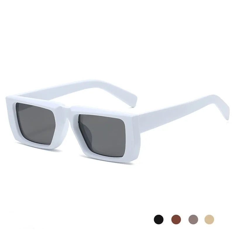 Y2K style sunglasses with UV400 protection in multiple colour combinations including black, grey, and transparent frames