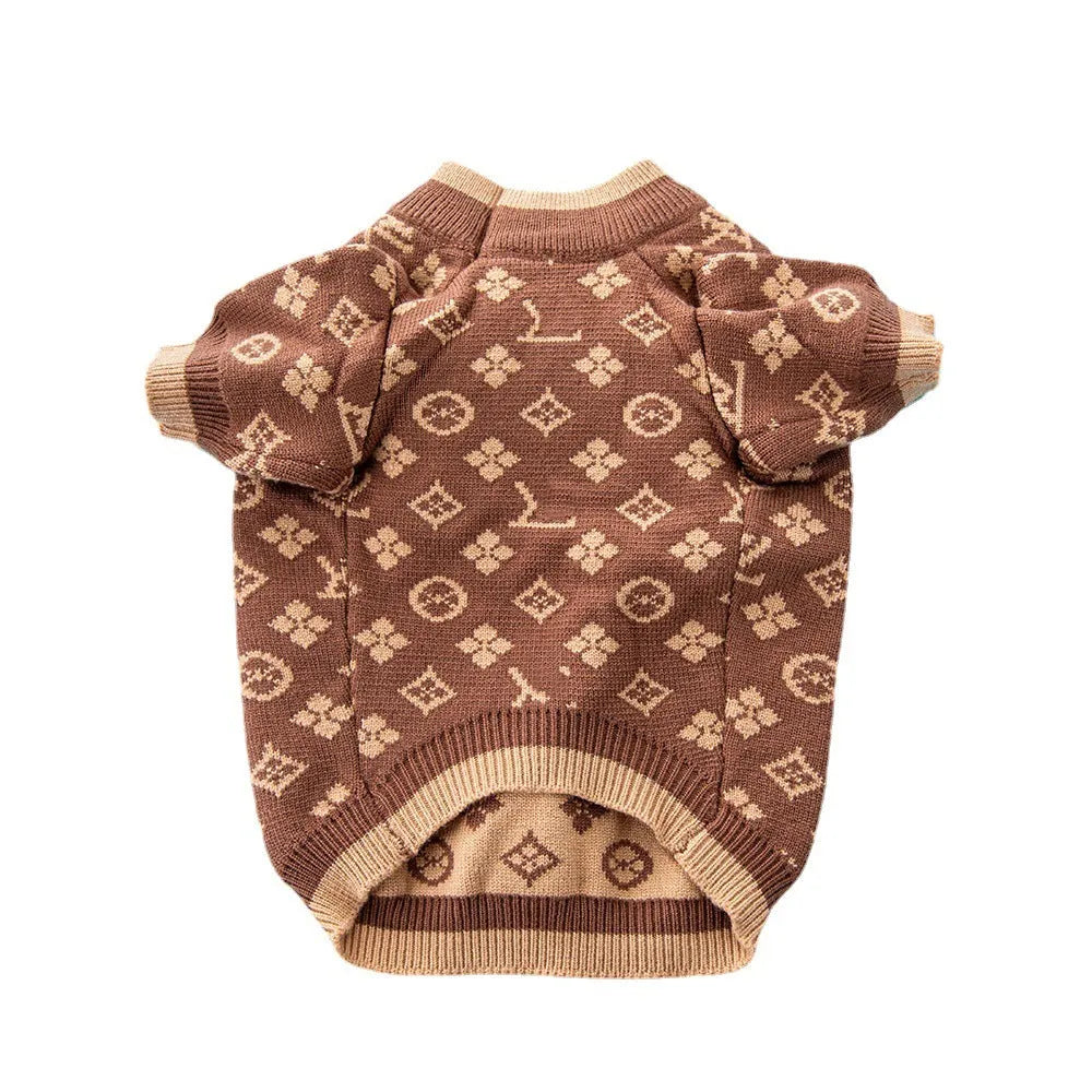 Wool dog sweater for winter in monochrome or two-tone colours available in six sizes
