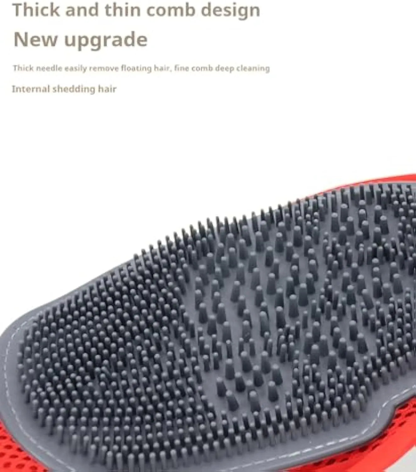 Red pet bathing glove with integrated brush bristles for grooming and massage