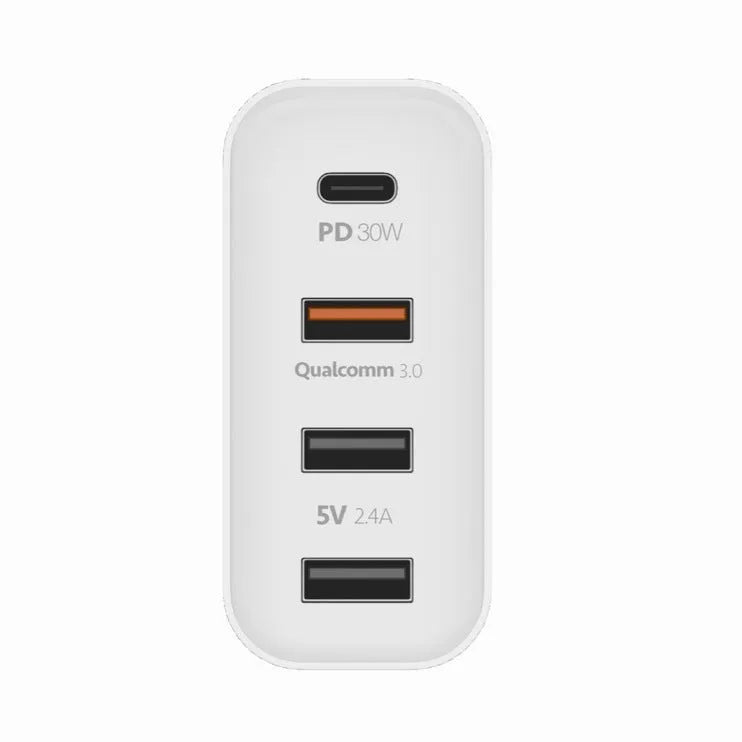 48W PD four-port USB-C fast charger in black with international plug options