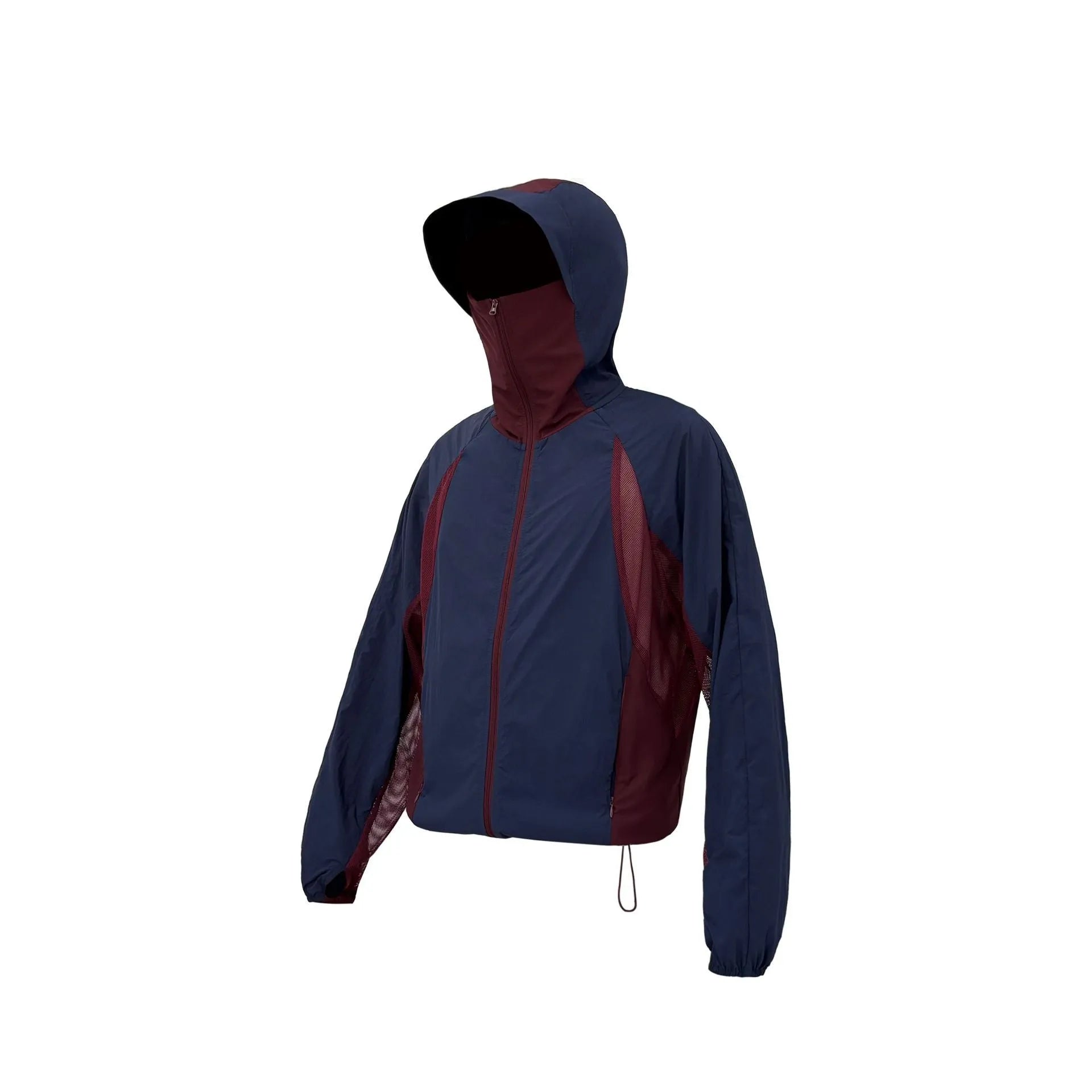 Mesh-stitched sun protective clothing in desert brown, thin nylon fabric for UV protection.