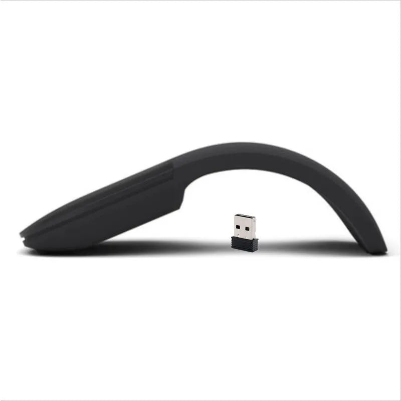 Folding Bluetooth wireless mouse shown in both open and closed positions with compact 131.2mm design