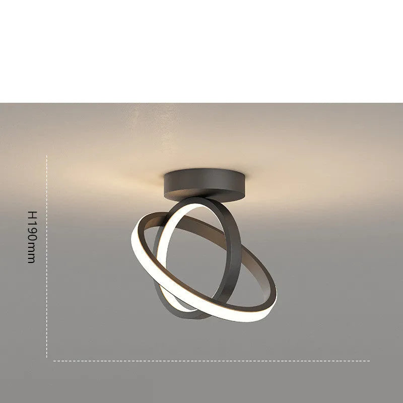 Iron ceiling light LED 20cm square black remote control three-colour change for entrance