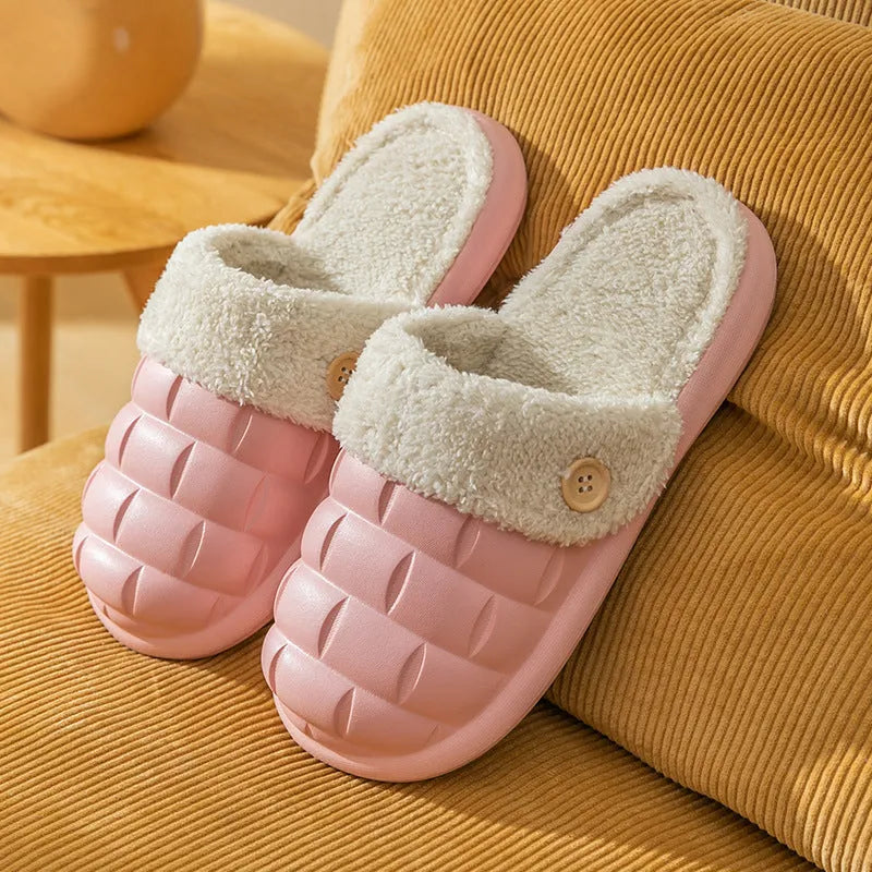 Plaid detachable slippers with plush lining and EVA sole in various colours