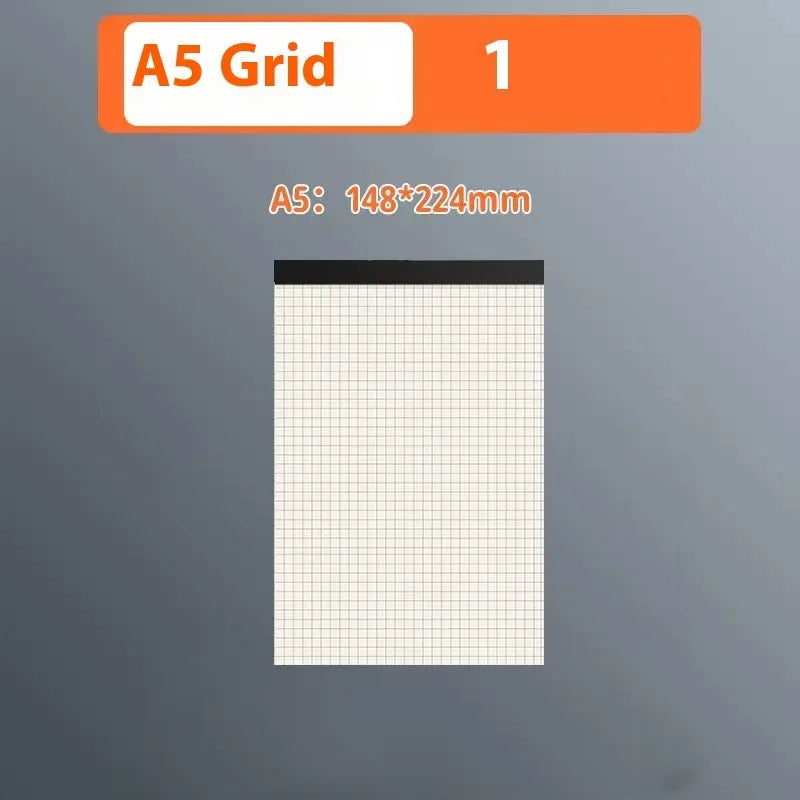 Writing pads in A4 A5 B5 sizes with 80 sheets, available in lines grid or blank page styles