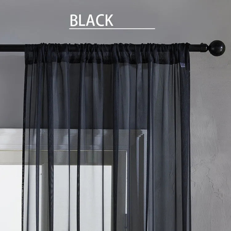Modern simple black cotton linen blend vertical curtain measuring 150cm by 250cm