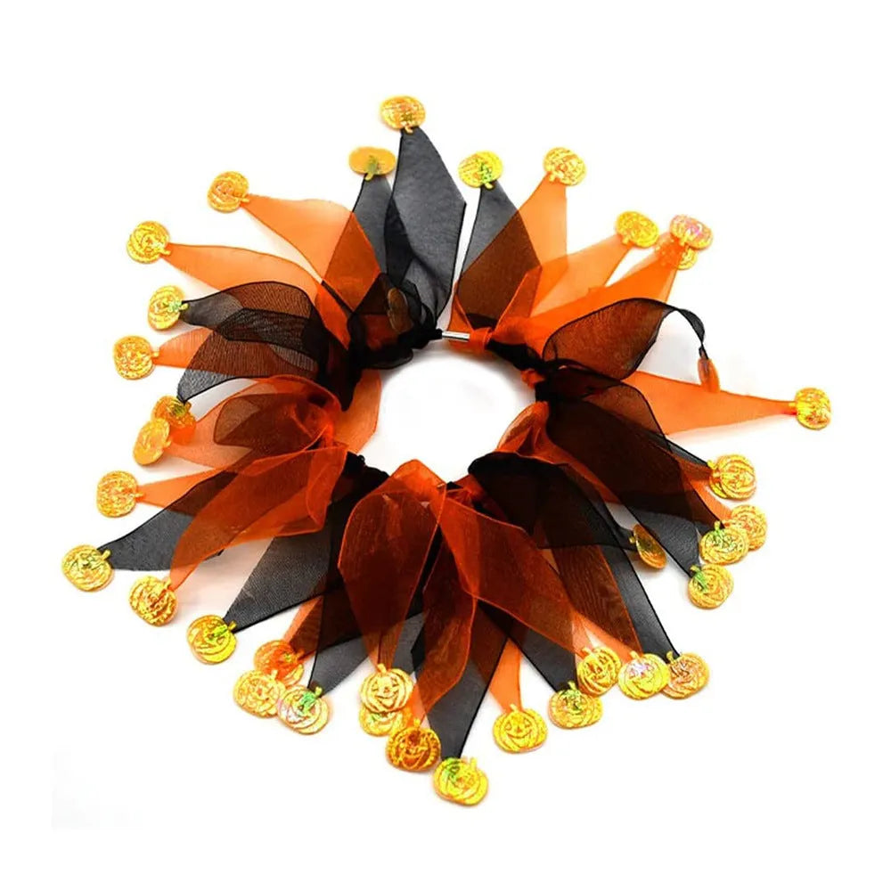 Tie-dye pattern dog collar in Halloween and Christmas colour styles made from cloth