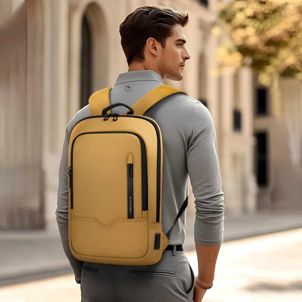Lightweight polyester computer backpack with USB charging port in various colours