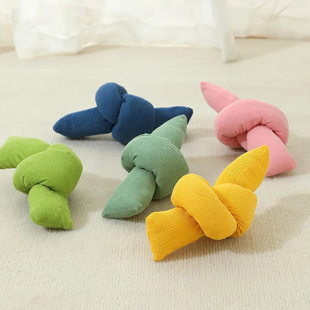 Natural white cotton knotted rope dog toy for chewing and tug of war games