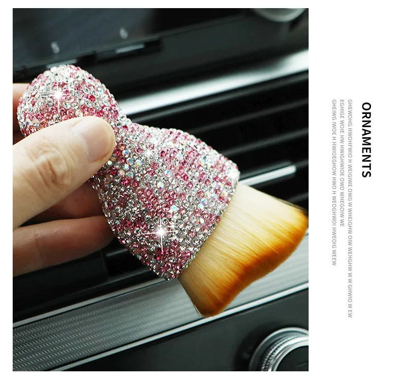 Car interior soft brush dust removal tool with flexible PVC bristles measuring 10cm by 5cm