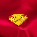 Alluvial gold tone open diamond flower ring with geometric design and textured surface